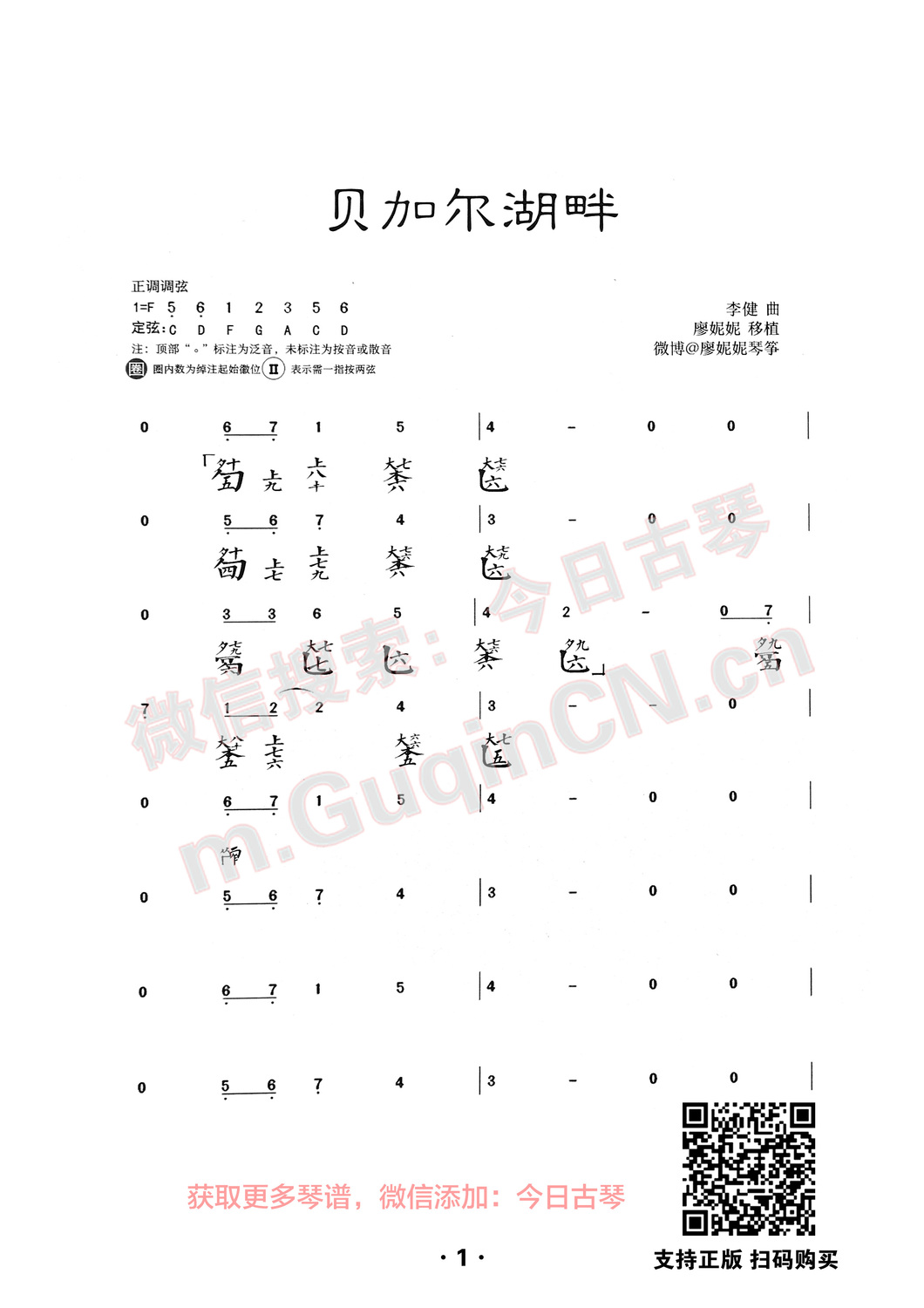 《贝加尔湖畔》 廖妮妮移植 - 古琴中国.com