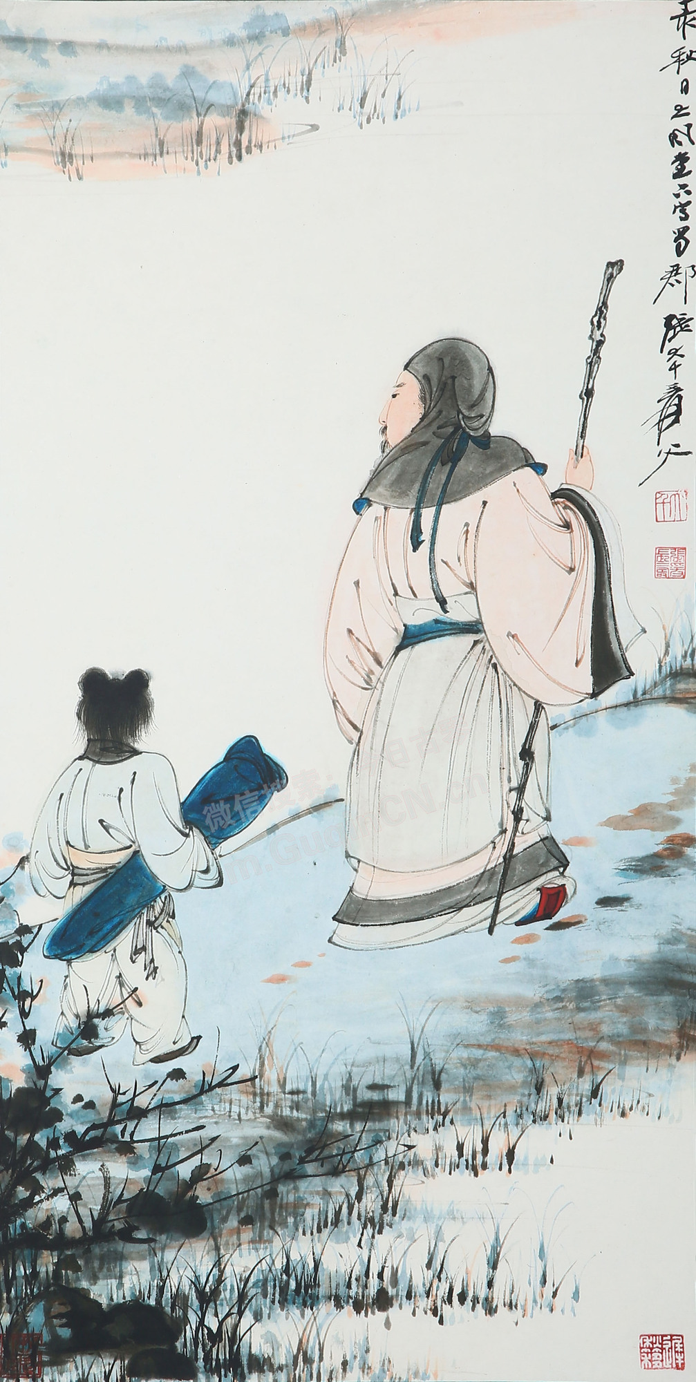 《携琴访友图》张大千 博物馆级还原1:1 - 古琴中国