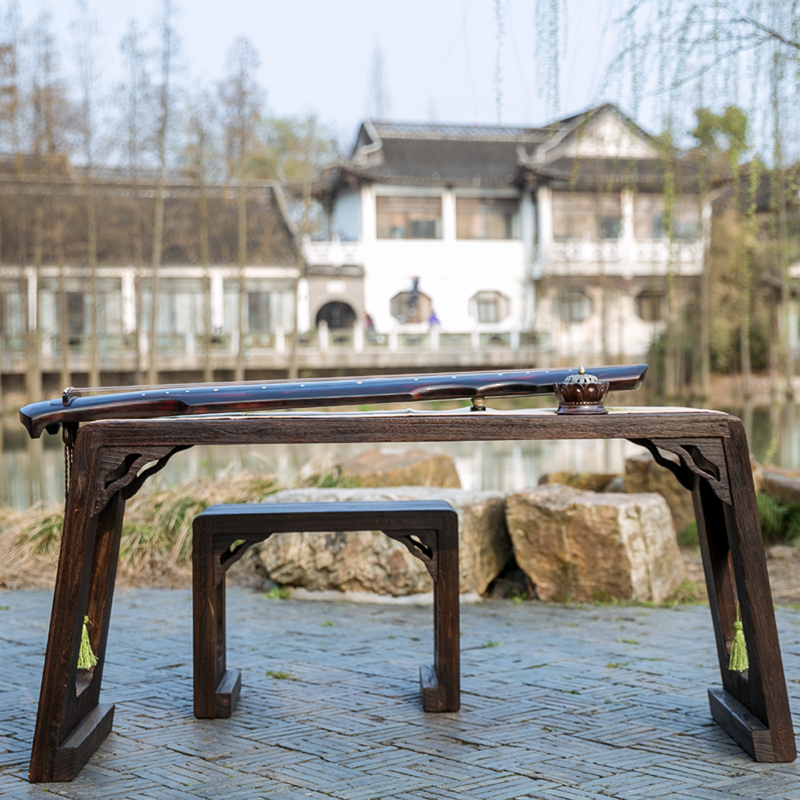 明式桐木新款古琴桌榫卯结构明式烧桐木古琴桌琴凳